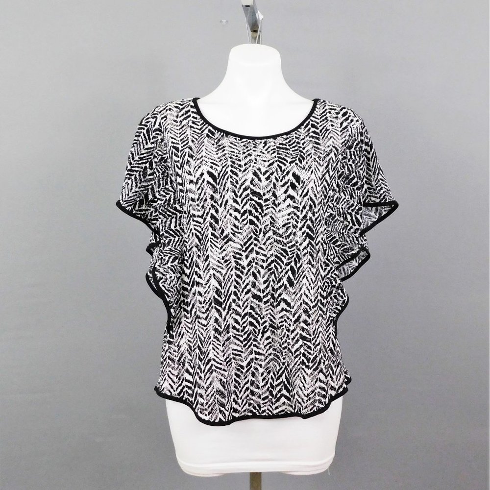 Beige By ECI Women Shirt Black‎ White L